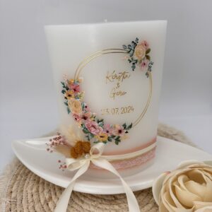 Hochzeitskerze "Sommertraum" rosa & gelb – Bild 3