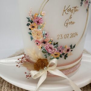 Hochzeitskerze "Sommertraum" rosa & gelb – Bild 2