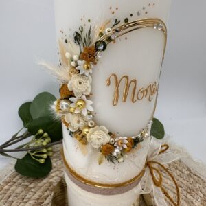 Taufkerze "Vintagedream" senfgelb & creme