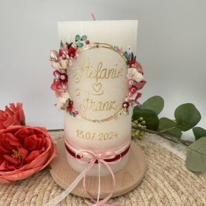 Hochzeitskerze "Flowerloop" berry