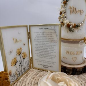 Taufkerze "Vintagedream" senfgelb & creme – Bild 7