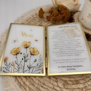 Patenbrief "Butterblume" Goldrahmen