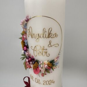 Hochzeitskerze "Flowerloop" buntverliebt – Bild 4