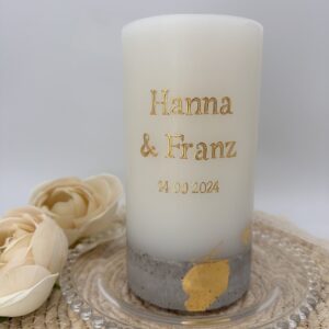Hochzeitskerze "Golden Elegance" mit Betonsockel – Bild 2
