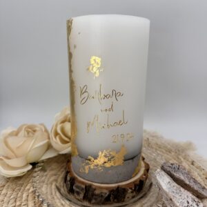 Hochzeitskerze "Golden Elegance" mit Betonsockel