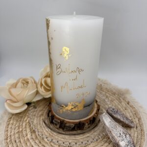 Hochzeitskerze "Golden Elegance" mit Betonsockel – Bild 2
