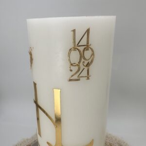 Hochzeitskerze "Golden Design" mit Betonsockel – Bild 2