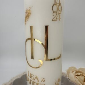 Hochzeitskerze "Golden Design" mit Betonsockel – Bild 3