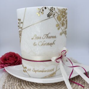 Hochzeitskerze "Glamorous Gold" Symmetry & Roses