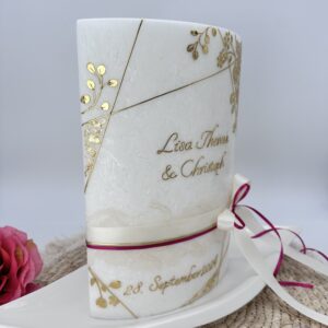 Hochzeitskerze "Glamorous Gold" Symmetry & Roses – Bild 4