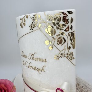 Hochzeitskerze "Glamorous Gold" Symmetry & Roses – Bild 2