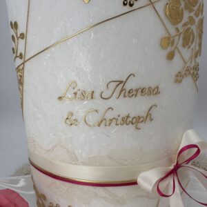 Hochzeitskerze "Glamorous Gold" Symmetry & Roses – Bild 3
