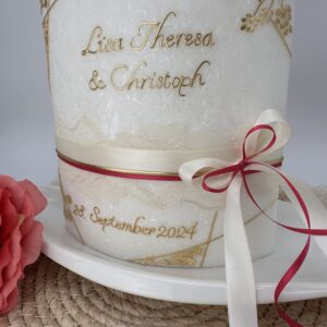 Hochzeitskerze "Glamorous Gold" Symmetry & Roses – Bild 5