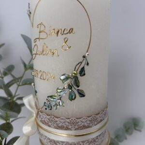 Hochzeitskerze "Flowerheart" Greenery – Bild 9