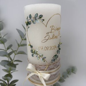 Hochzeitskerze "Flowerheart" Greenery – Bild 8