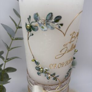 Hochzeitskerze "Flowerheart" Greenery – Bild 7