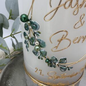 Kerze "Hexagon Greenery" mit Beton und Blattgold – Bild 3