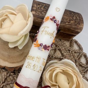 Tauf- oder Kommunionskerze Flowerloop "Amberberry" – Bild 5