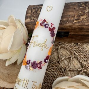 Tauf- oder Kommunionskerze Flowerloop "Amberberry" – Bild 4