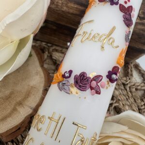 Tauf- oder Kommunionskerze Flowerloop "Amberberry" – Bild 3