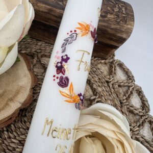 Tauf- oder Kommunionskerze Flowerloop "Amberberry" – Bild 2