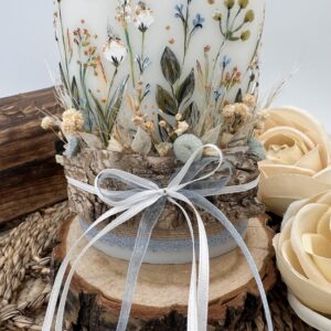 Taufkerze "Blumenwiese" mit Holzelement – Bild 2