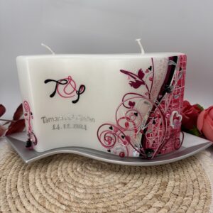 Hochzeitskerze "Welle" pink & schwarz – Bild 5