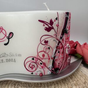 Hochzeitskerze "Welle" pink & schwarz – Bild 2