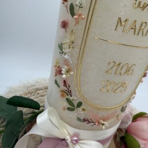 Hochzeitskerze "Wildflower Chic" rosa & creme – Bild 2