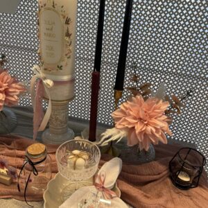 Hochzeitskerze "Wildflower Chic" rosa & creme – Bild 8