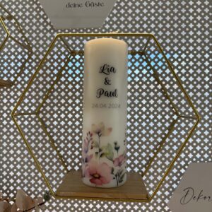 Hochzeitskerze "Blüten" rosa