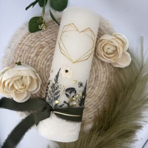 Hochzeitskerze "Symmetry Heart" Mitternachtswiese