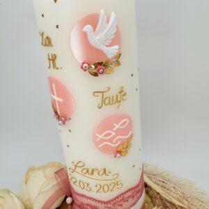 Taufkerze "Symbole" zartrosa – Bild 3