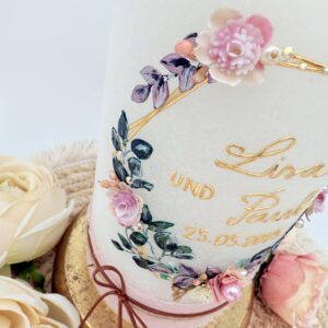 Hochzeitskerze "Blütenhexagon" lovely Roses – Bild 5