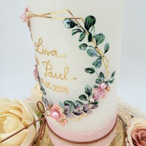 Hochzeitskerze "Blütenhexagon" lovely Roses – Bild 4
