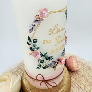 Hochzeitskerze "Blütenhexagon" lovely Roses – Bild 3