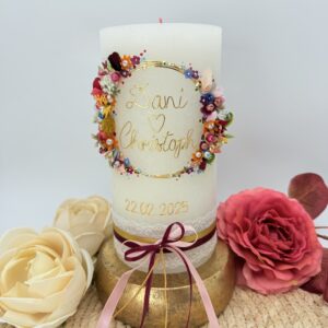 Hochzeitskerze "Flowerloop" farbenfroh – Bild 11