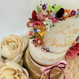 Hochzeitskerze "Flowerloop" farbenfroh – Bild 2