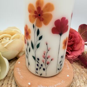 Taufkerze "Flowers" pink & gelb – Bild 5