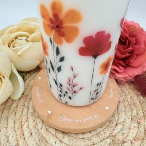 Taufkerze "Flowers" pink & gelb – Bild 6