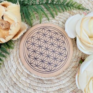 Kerzenteller Holz "Blume des Lebens" 12 cm – Bild 2