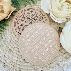 Kerzenteller Holz "Blume des Lebens" 12 cm