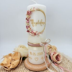 Taufkerze "Vintagedream" rosa & creme