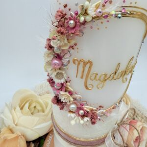 Taufkerze "Vintagedream" rosa & creme – Bild 6