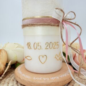 Taufkerze "Vintagedream" rosa & creme – Bild 5