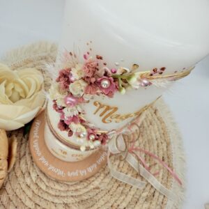 Taufkerze "Vintagedream" rosa & creme – Bild 4
