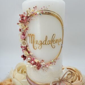 Taufkerze "Vintagedream" rosa & creme – Bild 3