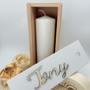 Kerzenverpackung "Holzbox" Name weiß – Bild 2