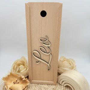 Kerzenverpackung "Holzbox" Name natur – Bild 3