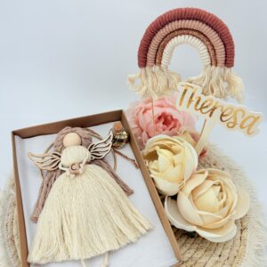 Makramee Schutzengel mit Holzflügel – Bild 10
